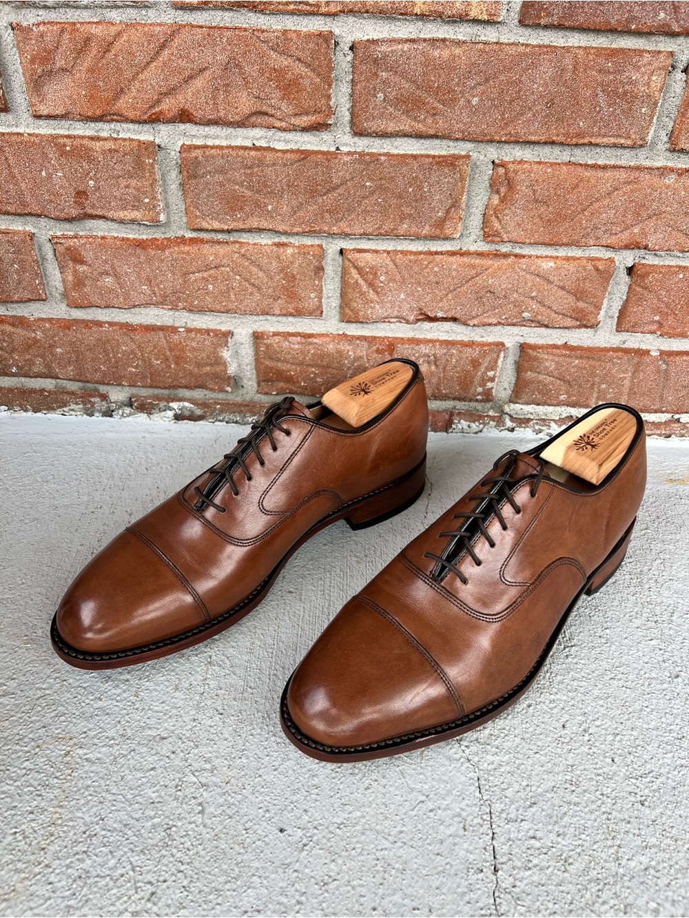 Johnston & Murphy Cognac Brown Cap-Toe Oxford Shoes